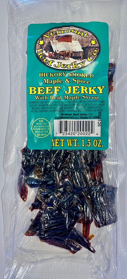 Vermont Beef Jerky Hickory Smoked Maple and Spice 1.5 oz.