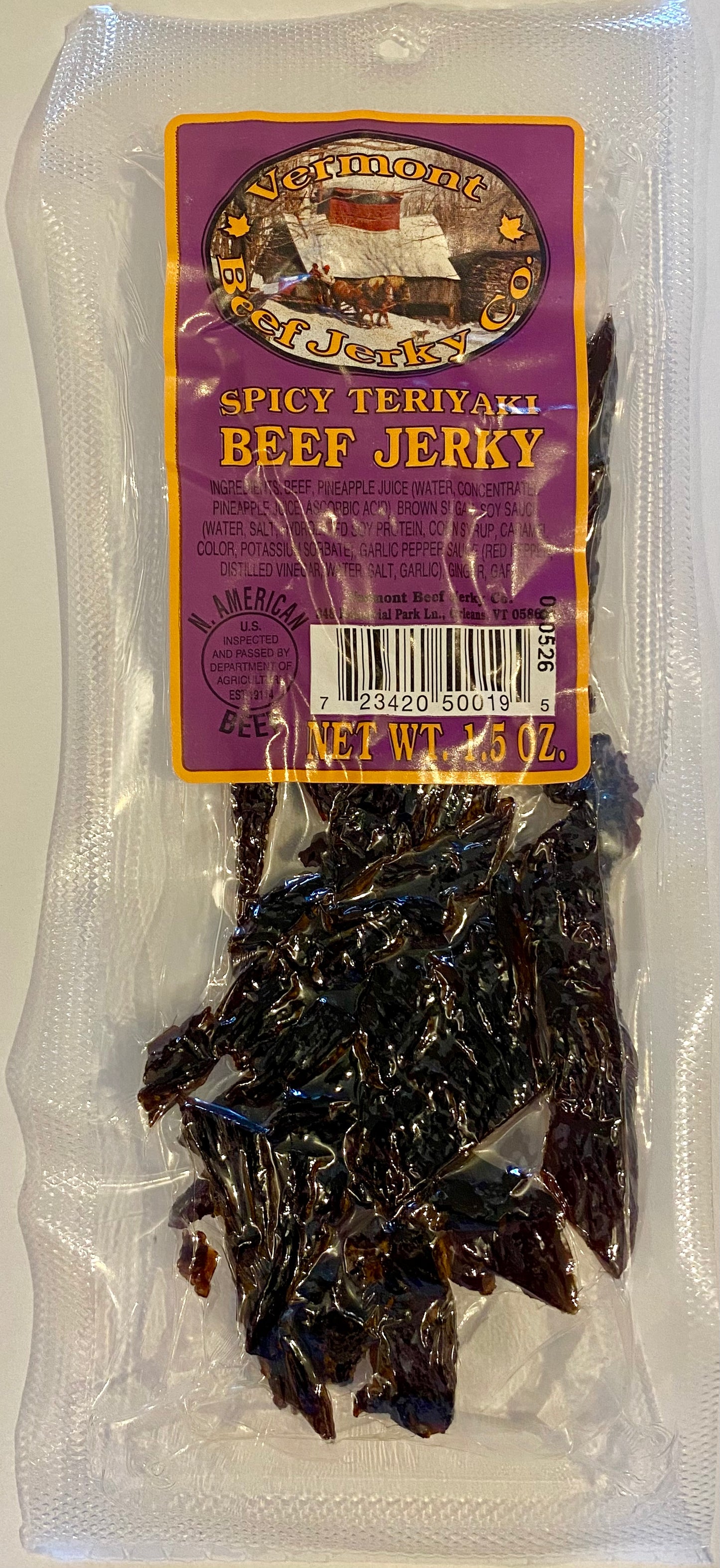 Vermont Beef Jerky Spicy Teriyaki Beef Jerky 1.5 oz.